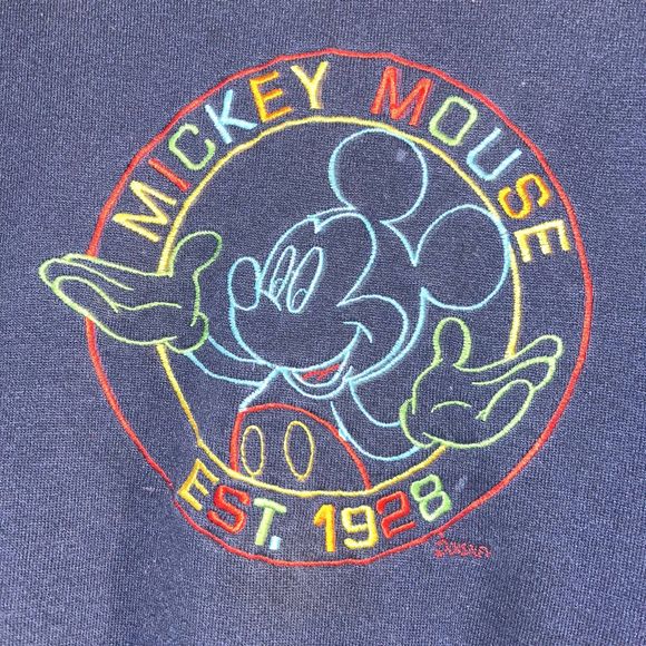 Vintage Disney Mickey Mouse Velva Sheen Women's L USA Made Embroidered Crewneck - Picture 3 of 9